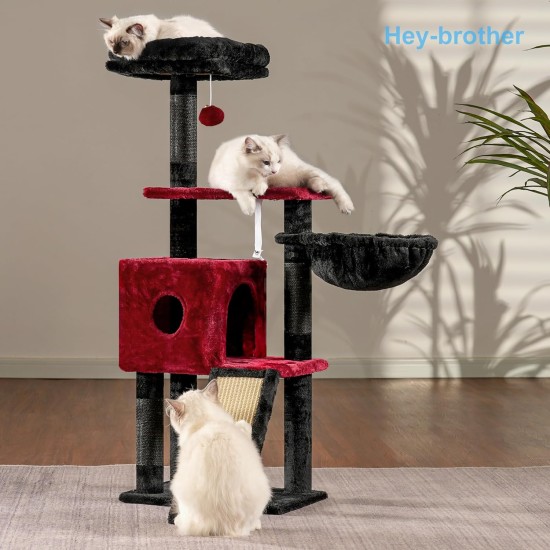 Hey-brother MPJ007SW Cat Scratching Post, 108 cm Indoor Cat Tree, Multi-Tier Cat Scratching Post for Kittens, with Scratching Posts, Ramp, Baskets, Spacious Cat Hole and Hanging Pompom Toy, Light Grey Hey-brother MPJ007SW Cat Scratching Post, 108 cm Indoor Cat Tree, Multi-Tier Cat Scratching Post for Kittens, with Scratching Posts, Ramp, Baskets, Spacious Cat Hole and Hanging Pompom Toy, Light Grey