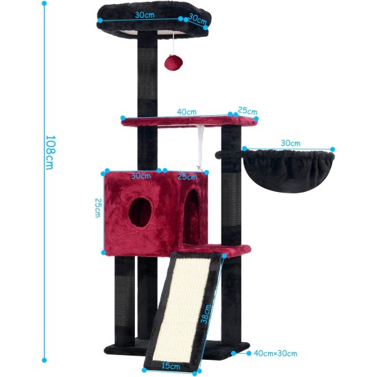 Hey-brother MPJ007SW Cat Scratching Post, 108 cm Indoor Cat Tree, Multi-Tier Cat Scratching Post for Kittens, with Scratching Posts, Ramp, Baskets, Spacious Cat Hole and Hanging Pompom Toy, Light Grey Hey-brother MPJ007SW Cat Scratching Post, 108 cm Indoor Cat Tree, Multi-Tier Cat Scratching Post for Kittens, with Scratching Posts, Ramp, Baskets, Spacious Cat Hole and Hanging Pompom Toy, Light Grey