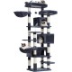 Hey-brother MPJ035-MG Cat Scratching Post, 188 cm XXL Climbing Tree with 2 Large Platforms, 3 Caves, 2 Baskets, Plush Balls and Sisal Scratching Posts, Multi-Level Cat Scratching Post, Smoke Grey