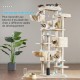 Hey-brother MPJ035-MG Cat Scratching Post, 188 cm XXL Climbing Tree with 2 Large Platforms, 3 Caves, 2 Baskets, Plush Balls and Sisal Scratching Posts, Multi-Level Cat Scratching Post, Smoke Grey