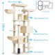 Hey-brother MPJ035-MG Cat Scratching Post, 188 cm XXL Climbing Tree with 2 Large Platforms, 3 Caves, 2 Baskets, Plush Balls and Sisal Scratching Posts, Multi-Level Cat Scratching Post, Smoke Grey