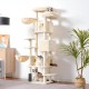 Hey-brother MPJ035-MG Cat Scratching Post, 188 cm XXL Climbing Tree with 2 Large Platforms, 3 Caves, 2 Baskets, Plush Balls and Sisal Scratching Posts, Multi-Level Cat Scratching Post, Smoke Grey