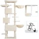 Hey-brother MPJ035-MG Cat Scratching Post, 188 cm XXL Climbing Tree with 2 Large Platforms, 3 Caves, 2 Baskets, Plush Balls and Sisal Scratching Posts, Multi-Level Cat Scratching Post, Smoke Grey
