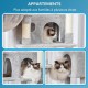 Hey-brother MPJ035-MG Cat Scratching Post, 188 cm XXL Climbing Tree with 2 Large Platforms, 3 Caves, 2 Baskets, Plush Balls and Sisal Scratching Posts, Multi-Level Cat Scratching Post, Smoke Grey