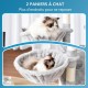 Hey-brother MPJ035-MG Cat Scratching Post, 188 cm XXL Climbing Tree with 2 Large Platforms, 3 Caves, 2 Baskets, Plush Balls and Sisal Scratching Posts, Multi-Level Cat Scratching Post, Smoke Grey