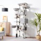 Hey-brother MPJ035-MG Cat Scratching Post, 188 cm XXL Climbing Tree with 2 Large Platforms, 3 Caves, 2 Baskets, Plush Balls and Sisal Scratching Posts, Multi-Level Cat Scratching Post, Smoke Grey