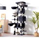 Hey-brother MPJ035-MG Cat Scratching Post, 188 cm XXL Climbing Tree with 2 Large Platforms, 3 Caves, 2 Baskets, Plush Balls and Sisal Scratching Posts, Multi-Level Cat Scratching Post, Smoke Grey