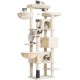 Hey-brother MPJ035-MG Cat Scratching Post, 188 cm XXL Climbing Tree with 2 Large Platforms, 3 Caves, 2 Baskets, Plush Balls and Sisal Scratching Posts, Multi-Level Cat Scratching Post, Smoke Grey