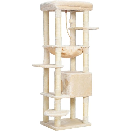Heybly HCT050W Cat Scratching Post with Blankets for Large Cat Tree Large Platforms Cave 50 x 50 x 153cm Light Grey Heybly HCT050W Cat Scratching Post with Blankets for Large Cat Tree Large Platforms Cave 50 x 50 x 153cm Light Grey