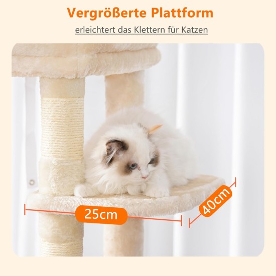 Heybly HCT050W Cat Scratching Post with Blankets for Large Cat Tree Large Platforms Cave 50 x 50 x 153cm Light Grey Heybly HCT050W Cat Scratching Post with Blankets for Large Cat Tree Large Platforms Cave 50 x 50 x 153cm Light Grey