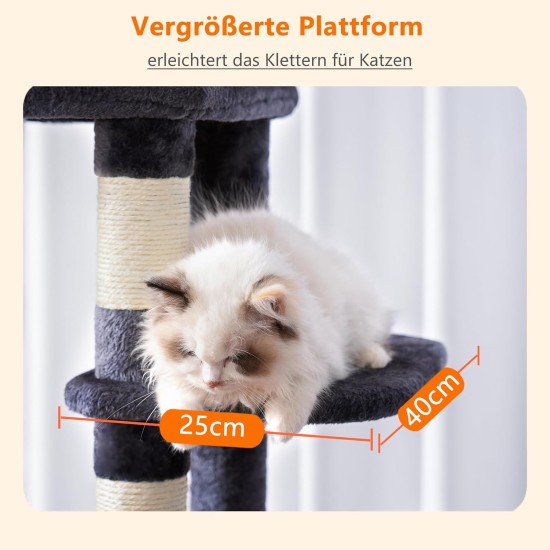 Heybly HCT050W Cat Scratching Post with Blankets for Large Cat Tree Large Platforms Cave 50 x 50 x 153cm Light Grey Heybly HCT050W Cat Scratching Post with Blankets for Large Cat Tree Large Platforms Cave 50 x 50 x 153cm Light Grey