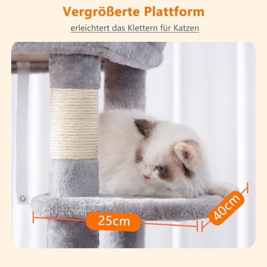 Heybly HCT050W Cat Scratching Post with Blankets for Large Cat Tree Large Platforms Cave 50 x 50 x 153cm Light Grey Heybly HCT050W Cat Scratching Post with Blankets for Large Cat Tree Large Platforms Cave 50 x 50 x 153cm Light Grey