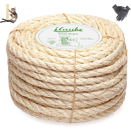 Homewit Sisal Rope for Scratching Post, Sisal Rope 8 mm (25 Metres), Sisal Rope for Cats, Natural Sisal Rope, Suitable for Garden Decoration, Cat Tree - (Black) Homewit Sisal Rope for Scratching Post, Sisal Rope 8 mm (25 Metres), Sisal Rope for Cats, Natural Sisal Rope, Suitable for Garden Decoration, Cat Tree - (Black)