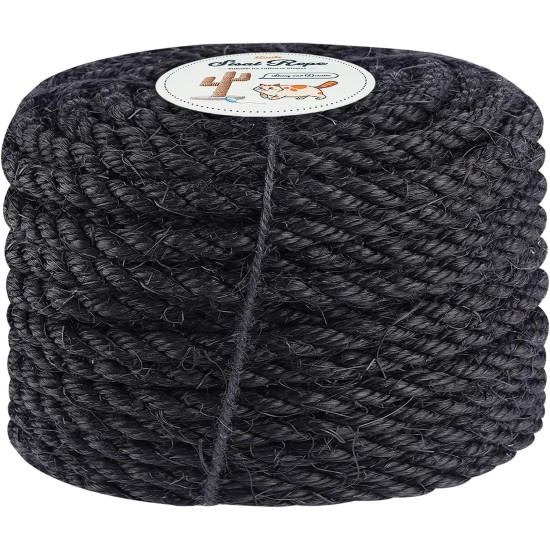 Homewit Sisal Rope for Scratching Post, Sisal Rope 8 mm (25 Metres), Sisal Rope for Cats, Natural Sisal Rope, Suitable for Garden Decoration, Cat Tree - (Black)