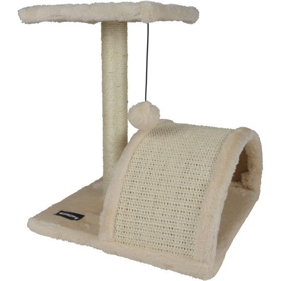 Love Story, Cat Scratching Post with Toy and Tunnel 38 cm Natural