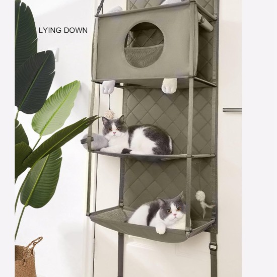 MENDUNER Door Mounted Cat Climber, 420D Nylon, Space Saving Solution, Foldable with Removable Cushion, Interactive Toy with Bells MENDUNER Door Mounted Cat Climber, 420D Nylon, Space Saving Solution, Foldable with Removable Cushion, Interactive Toy with Bells