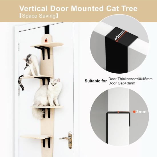 MEWOOFUN 4 Tier Door Hanging Cat Tree Vertical Cat Tree with Carpet Floor for Indoor Cats (Door Mounted, 67"H x 22.2"L x 10.5"W MEWOOFUN 4 Tier Door Hanging Cat Tree Vertical Cat Tree with Carpet Floor for Indoor Cats (Door Mounted, 67"H x 22.2"L x 10.5"W
