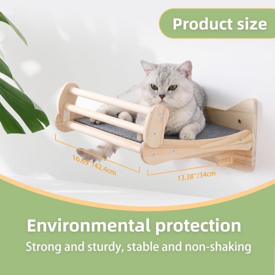 MIUZMORE Pine Cat Wall Shelves, Set of 5 Cat Wall Furniture, Cat Scratching Post with 3 Levels, Cat Perch, Cat House and Cat House, 4 Cat Toys - Cat Shelves for Wall MIUZMORE Pine Cat Wall Shelves, Set of 5 Cat Wall Furniture, Cat Scratching Post with 3 Levels, Cat Perch, Cat House and Cat House, 4 Cat Toys - Cat Shelves for Wall