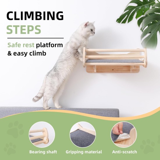 MIUZMORE Pine Cat Wall Shelves, Set of 5 Cat Wall Furniture, Cat Scratching Post with 3 Levels, Cat Perch, Cat House and Cat House, 4 Cat Toys - Cat Shelves for Wall MIUZMORE Pine Cat Wall Shelves, Set of 5 Cat Wall Furniture, Cat Scratching Post with 3 Levels, Cat Perch, Cat House and Cat House, 4 Cat Toys - Cat Shelves for Wall