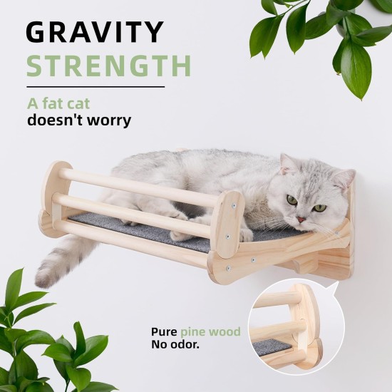 MIUZMORE Pine Cat Wall Shelves, Set of 5 Cat Wall Furniture, Cat Scratching Post with 3 Levels, Cat Perch, Cat House and Cat House, 4 Cat Toys - Cat Shelves for Wall MIUZMORE Pine Cat Wall Shelves, Set of 5 Cat Wall Furniture, Cat Scratching Post with 3 Levels, Cat Perch, Cat House and Cat House, 4 Cat Toys - Cat Shelves for Wall