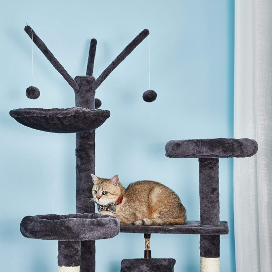 Meerveil Cat Tree Sturdy XXL with Widened and Thickened Base Plate, High Quality Sisal and 2 Houses, Height: 210 cm. Meerveil Cat Tree Sturdy XXL with Widened and Thickened Base Plate, High Quality Sisal and 2 Houses, Height: 210 cm.