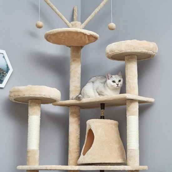 Meerveil Cat Tree Sturdy XXL with Widened and Thickened Base Plate, High Quality Sisal and 2 Houses, Height: 210 cm. Meerveil Cat Tree Sturdy XXL with Widened and Thickened Base Plate, High Quality Sisal and 2 Houses, Height: 210 cm.
