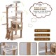 Mekidulu 170 cm Large Cat Tree with 2 Space Capsules, 14 Jute Scratching Post, Ladder, Cave, Cat Toy, Plush Platforms (Load Capacity 30 kg) Mekidulu 170 cm Large Cat Tree with 2 Space Capsules, 14 Jute Scratching Post, Ladder, Cave, Cat Toy, Plush Platforms (Load Capacity 30 kg)