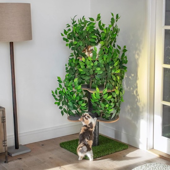 Natural Scratching Post for Climbing, Hiding and Sleeping - Large with Interchangeable Leaves - Multi-Stage, Easy to Assemble - Pet-Safe Materials, Durable and Patented Robust Cat Tree Natural Scratching Post for Climbing, Hiding and Sleeping - Large with Interchangeable Leaves - Multi-Stage, Easy to Assemble - Pet-Safe Materials, Durable and Patented Robust Cat Tree