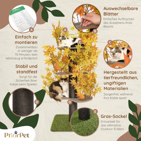 Natural Scratching Post for Climbing, Hiding and Sleeping - Large with Interchangeable Leaves - Multi-Stage, Easy to Assemble - Pet-Safe Materials, Durable and Patented Robust Cat Tree Natural Scratching Post for Climbing, Hiding and Sleeping - Large with Interchangeable Leaves - Multi-Stage, Easy to Assemble - Pet-Safe Materials, Durable and Patented Robust Cat Tree