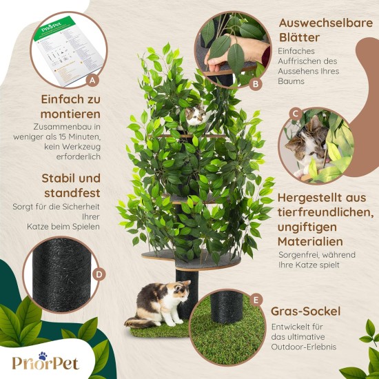 Natural Scratching Post for Climbing, Hiding and Sleeping - Large with Interchangeable Leaves - Multi-Stage, Easy to Assemble - Pet-Safe Materials, Durable and Patented Robust Cat Tree Natural Scratching Post for Climbing, Hiding and Sleeping - Large with Interchangeable Leaves - Multi-Stage, Easy to Assemble - Pet-Safe Materials, Durable and Patented Robust Cat Tree
