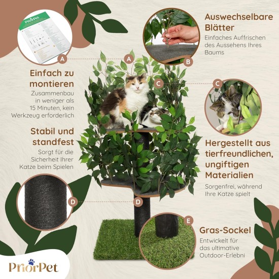 Natural Scratching Post for Climbing, Hiding and Sleeping - Large with Interchangeable Leaves - Multi-Stage, Easy to Assemble - Pet-Safe Materials, Durable and Patented Robust Cat Tree Natural Scratching Post for Climbing, Hiding and Sleeping - Large with Interchangeable Leaves - Multi-Stage, Easy to Assemble - Pet-Safe Materials, Durable and Patented Robust Cat Tree