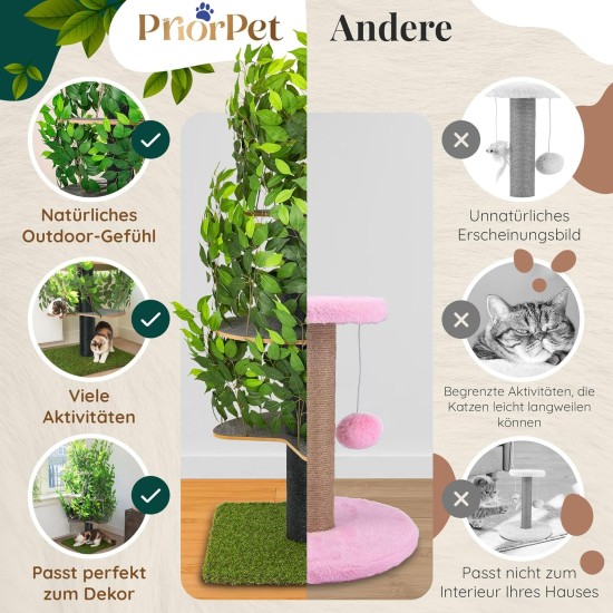 Natural Scratching Post for Climbing, Hiding and Sleeping - Large with Interchangeable Leaves - Multi-Stage, Easy to Assemble - Pet-Safe Materials, Durable and Patented Robust Cat Tree Natural Scratching Post for Climbing, Hiding and Sleeping - Large with Interchangeable Leaves - Multi-Stage, Easy to Assemble - Pet-Safe Materials, Durable and Patented Robust Cat Tree