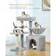 PAWZ Road Cat Scratching Post, Small Cat Tower [73 cm] with Large Hammock, 2 Types of Cat Activity Tree with Sisal Cat Scratching Post, Interactive Danging Ball for Indoor Cats, Beige