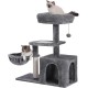 PAWZ Road Cat Scratching Post, Small Cat Tower [73 cm] with Large Hammock, 2 Types of Cat Activity Tree with Sisal Cat Scratching Post, Interactive Danging Ball for Indoor Cats, Beige