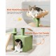 PAWZ Road Cat Scratching Post, Small Cat Tower [73 cm] with Large Hammock, 2 Types of Cat Activity Tree with Sisal Cat Scratching Post, Interactive Danging Ball for Indoor Cats, Beige