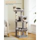 PAWZ Road Luxury Cat Tree Large Cat Play Tower Activity Centre Stable and Stable Cat Tree with Hammock and Beautiful Cat House Grey 143 cm PAWZ Road Luxury Cat Tree Large Cat Play Tower Activity Centre Stable and Stable Cat Tree with Hammock and Beautiful Cat House Grey 143 cm