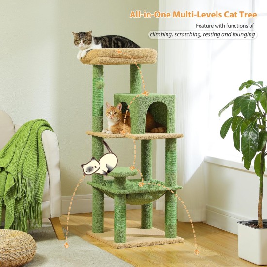 PAWZ Road Luxury Cat Tree Large Cat Play Tower Activity Centre Stable and Stable Cat Tree with Hammock and Beautiful Cat House Grey 143 cm PAWZ Road Luxury Cat Tree Large Cat Play Tower Activity Centre Stable and Stable Cat Tree with Hammock and Beautiful Cat House Grey 143 cm