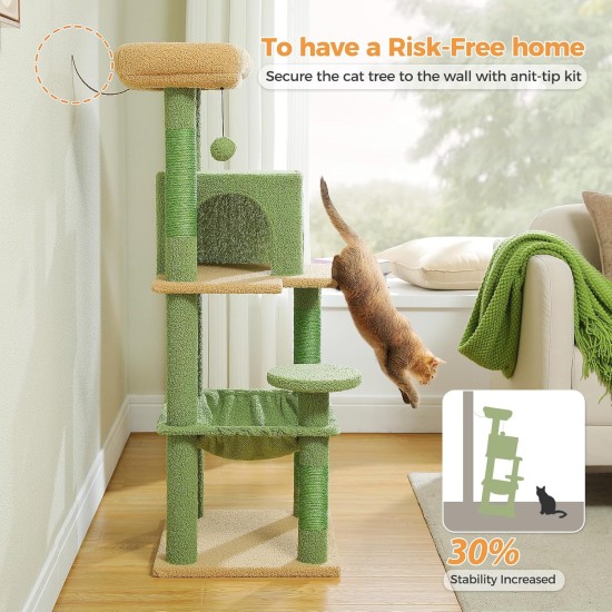 PAWZ Road Luxury Cat Tree Large Cat Play Tower Activity Centre Stable and Stable Cat Tree with Hammock and Beautiful Cat House Grey 143 cm PAWZ Road Luxury Cat Tree Large Cat Play Tower Activity Centre Stable and Stable Cat Tree with Hammock and Beautiful Cat House Grey 143 cm