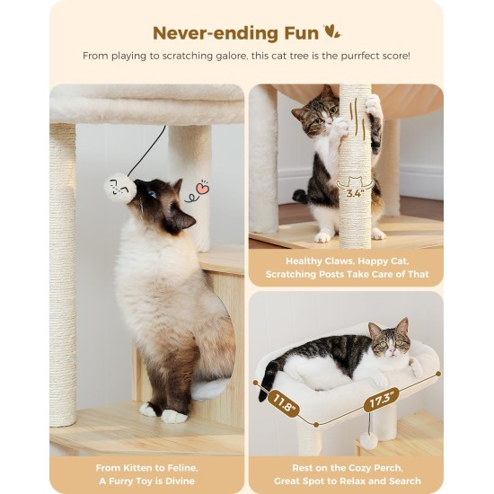 PAWZ Road Luxury Cat Tree Large Cat Play Tower Activity Centre Stable and Stable Cat Tree with Hammock and Beautiful Cat House Grey 143 cm PAWZ Road Luxury Cat Tree Large Cat Play Tower Activity Centre Stable and Stable Cat Tree with Hammock and Beautiful Cat House Grey 143 cm
