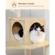 PAWZ Road Luxury Cat Tree Large Cat Play Tower Activity Centre Stable and Stable Cat Tree with Hammock and Beautiful Cat House Grey 143 cm PAWZ Road Luxury Cat Tree Large Cat Play Tower Activity Centre Stable and Stable Cat Tree with Hammock and Beautiful Cat House Grey 143 cm