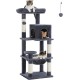 PAWZ Road Luxury Cat Tree Large Cat Play Tower Activity Centre Stable and Stable Cat Tree with Hammock and Beautiful Cat House Grey 143 cm PAWZ Road Luxury Cat Tree Large Cat Play Tower Activity Centre Stable and Stable Cat Tree with Hammock and Beautiful Cat House Grey 143 cm