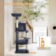 PAWZ Road Luxury Cat Tree Large Cat Play Tower Activity Centre Stable and Stable Cat Tree with Hammock and Beautiful Cat House Grey 143 cm PAWZ Road Luxury Cat Tree Large Cat Play Tower Activity Centre Stable and Stable Cat Tree with Hammock and Beautiful Cat House Grey 143 cm