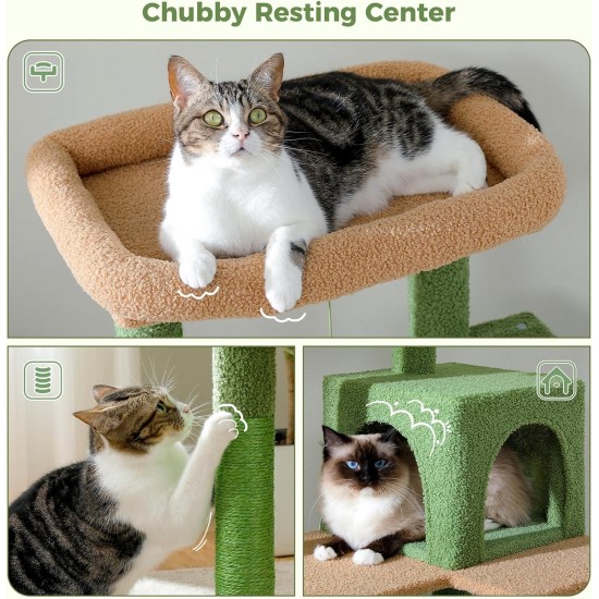 PAWZ Road Luxury Cat Tree Large Cat Play Tower Activity Centre Stable and Stable Cat Tree with Hammock and Beautiful Cat House Grey 143 cm PAWZ Road Luxury Cat Tree Large Cat Play Tower Activity Centre Stable and Stable Cat Tree with Hammock and Beautiful Cat House Grey 143 cm
