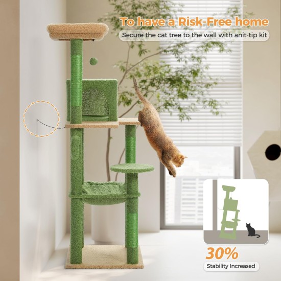 PAWZ Road Luxury Cat Tree Large Cat Play Tower Activity Centre Stable and Stable Cat Tree with Hammock and Beautiful Cat House Grey 143 cm PAWZ Road Luxury Cat Tree Large Cat Play Tower Activity Centre Stable and Stable Cat Tree with Hammock and Beautiful Cat House Grey 143 cm