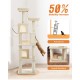 PETEPELA 180 cm Large Multi-Level Cat Tree for Large Cats, with 6 Sisal Columns, 2 Scratching Boards, 2 Platforms, 1 Hammock, 2 Play Balls, Plush Fabric, Grey PETEPELA 180 cm Large Multi-Level Cat Tree for Large Cats, with 6 Sisal Columns, 2 Scratching Boards, 2 Platforms, 1 Hammock, 2 Play Balls, Plush Fabric, Grey