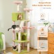 PETEPELA 180 cm Large Multi-Level Cat Tree for Large Cats, with 6 Sisal Columns, 2 Scratching Boards, 2 Platforms, 1 Hammock, 2 Play Balls, Plush Fabric, Grey PETEPELA 180 cm Large Multi-Level Cat Tree for Large Cats, with 6 Sisal Columns, 2 Scratching Boards, 2 Platforms, 1 Hammock, 2 Play Balls, Plush Fabric, Grey