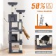 PETEPELA 180 cm Large Multi-Level Cat Tree for Large Cats, with 6 Sisal Columns, 2 Scratching Boards, 2 Platforms, 1 Hammock, 2 Play Balls, Plush Fabric, Grey PETEPELA 180 cm Large Multi-Level Cat Tree for Large Cats, with 6 Sisal Columns, 2 Scratching Boards, 2 Platforms, 1 Hammock, 2 Play Balls, Plush Fabric, Grey