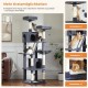 PETEPELA 180 cm Large Multi-Level Cat Tree for Large Cats, with 6 Sisal Columns, 2 Scratching Boards, 2 Platforms, 1 Hammock, 2 Play Balls, Plush Fabric, Grey PETEPELA 180 cm Large Multi-Level Cat Tree for Large Cats, with 6 Sisal Columns, 2 Scratching Boards, 2 Platforms, 1 Hammock, 2 Play Balls, Plush Fabric, Grey