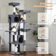 PETEPELA 180 cm Large Multi-Level Cat Tree for Large Cats, with 6 Sisal Columns, 2 Scratching Boards, 2 Platforms, 1 Hammock, 2 Play Balls, Plush Fabric, Grey PETEPELA 180 cm Large Multi-Level Cat Tree for Large Cats, with 6 Sisal Columns, 2 Scratching Boards, 2 Platforms, 1 Hammock, 2 Play Balls, Plush Fabric, Grey