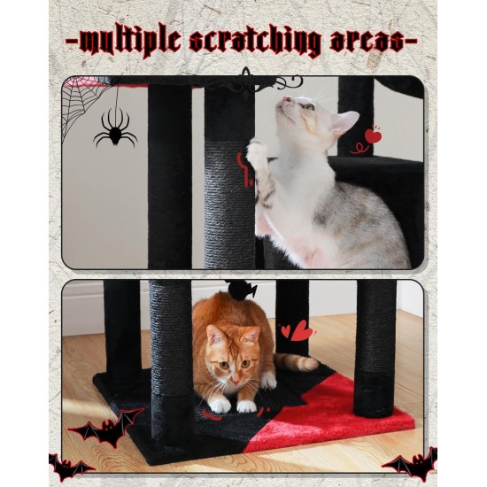PETEPELA 180 cm Large Multi-Level Cat Tree for Large Cats, with 6 Sisal Columns, 2 Scratching Boards, 2 Platforms, 1 Hammock, 2 Play Balls, Plush Fabric, Grey PETEPELA 180 cm Large Multi-Level Cat Tree for Large Cats, with 6 Sisal Columns, 2 Scratching Boards, 2 Platforms, 1 Hammock, 2 Play Balls, Plush Fabric, Grey